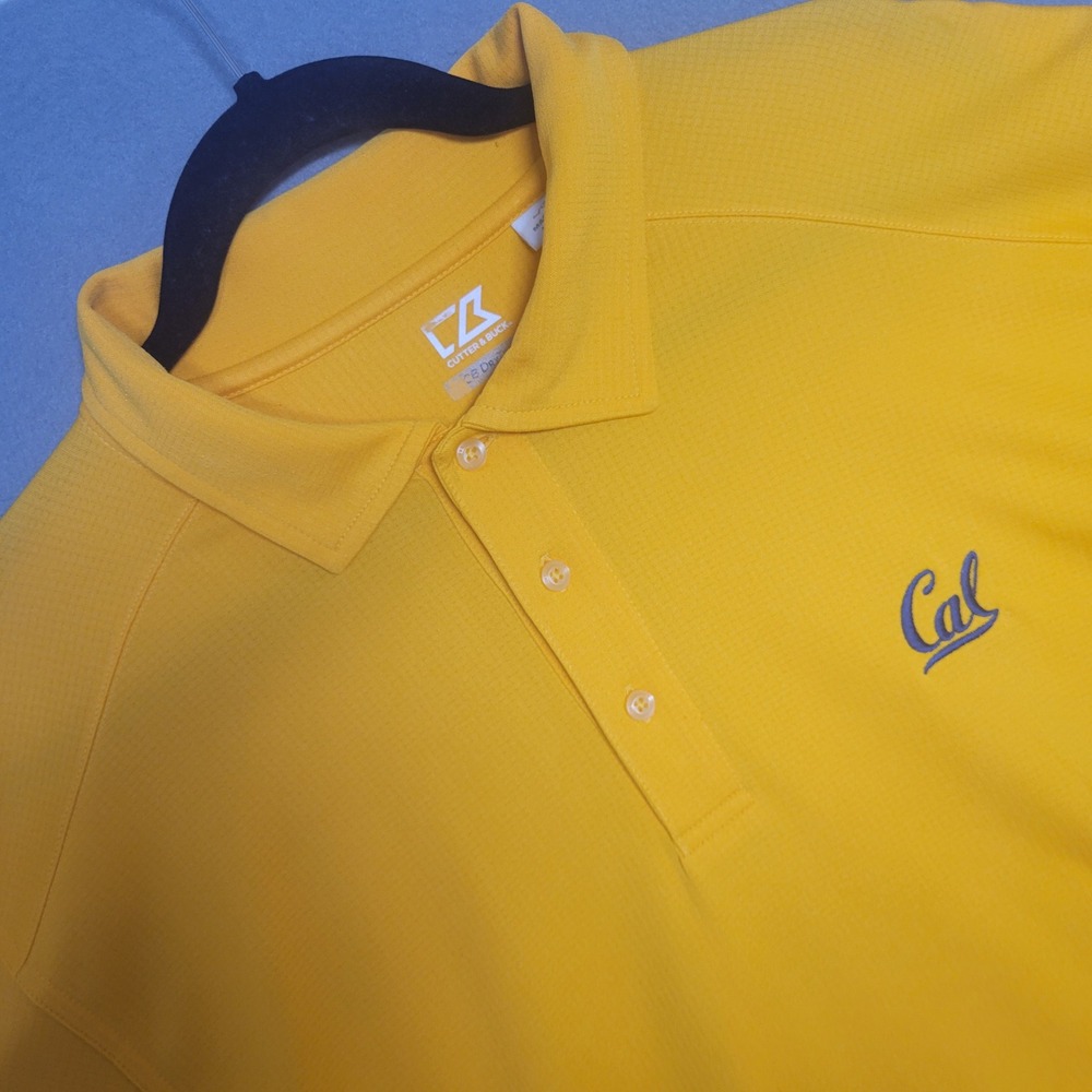Cutter & Buck Mens Cal Bears NCAA DryTec Polo Shirt Yellow Short Sleeve Large